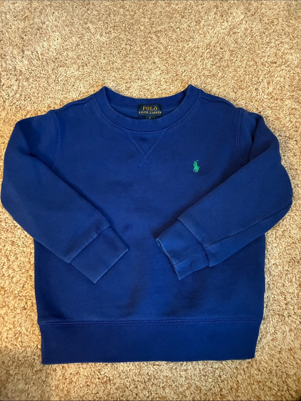 Polo by Ralph Lauren Boys Royal Blue Crewneck Sweatshirt with Green Pony